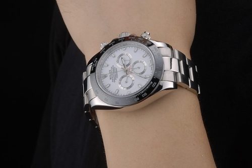 Replica Rolex Daytona Black Ceramic Tachymeter Stainless Steep Strap White Dial 80249 - Image 9