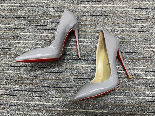 Cheap Christian Louboutin Decollete 554 Pumps 100mm Patent Leather Gray - Image 3