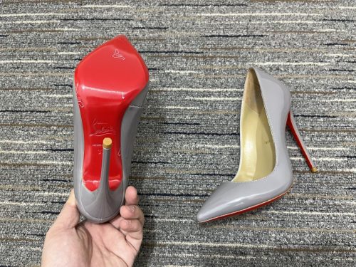 Cheap Christian Louboutin Decollete 554 Pumps 100mm Patent Leather Gray - Image 4
