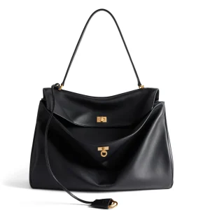 Knockoff Balenciaga Rodeo Large Bag Black Calfskin