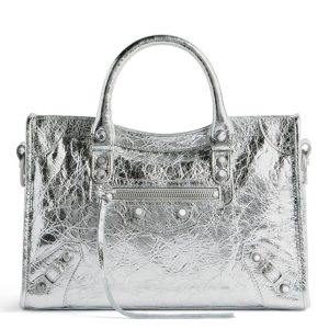 Knockoff Balenciaga Le City Small Bag Silver Metallic Lambskin