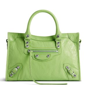 Knockoff Balenciaga Le City Small Bag Green Arena Lambskin