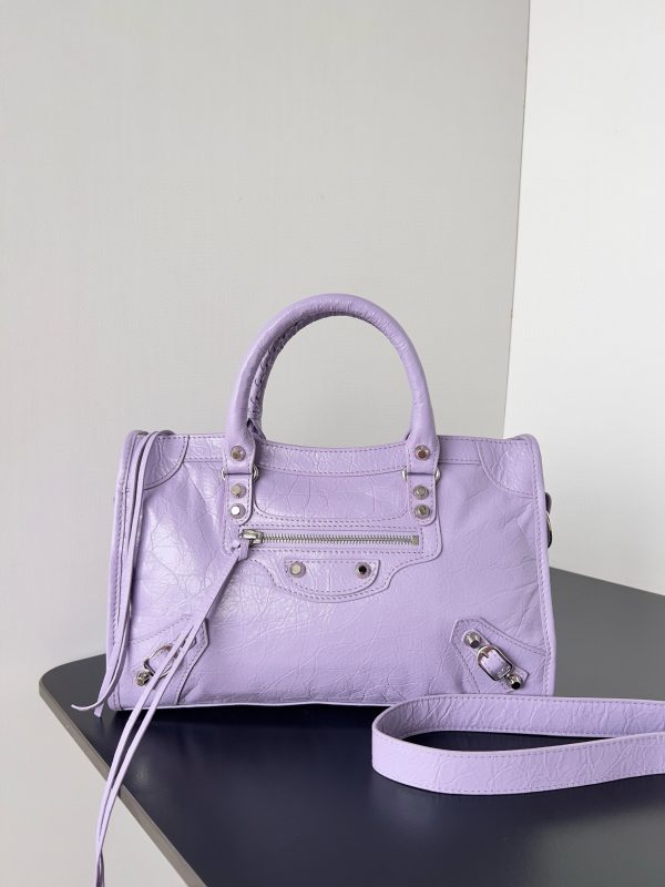 Knockoff Balenciaga Le City Small Bag Lilas Arena Lambskin - Image 8