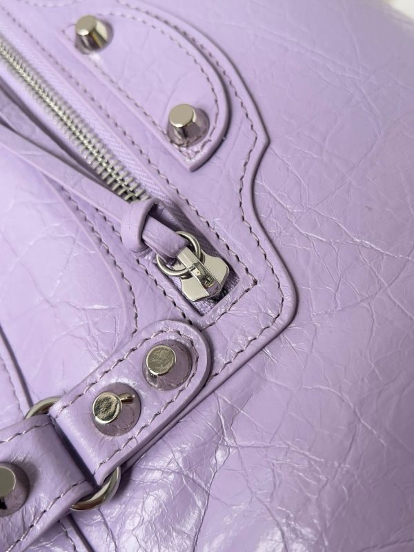 Knockoff Balenciaga Le City Small Bag Lilas Arena Lambskin - Image 9