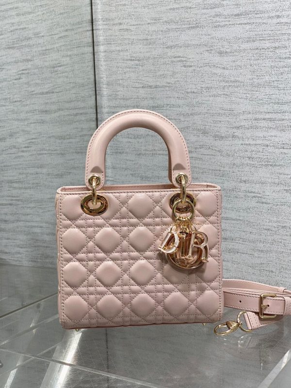 Dior Small Lady Dior Bag Fake in Pink - Image 2
