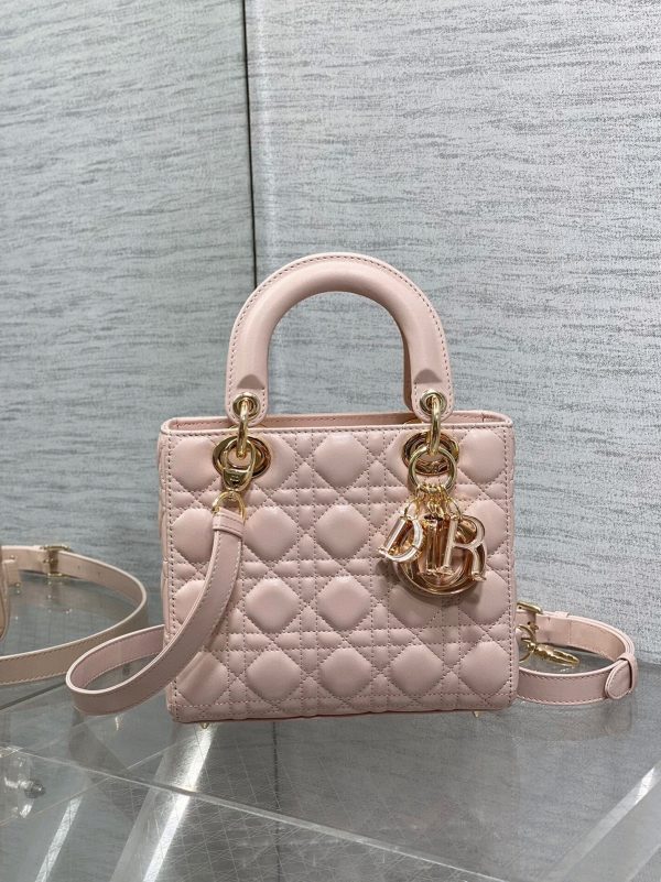 Dior Small Lady Dior Bag Fake in Pink - Image 4
