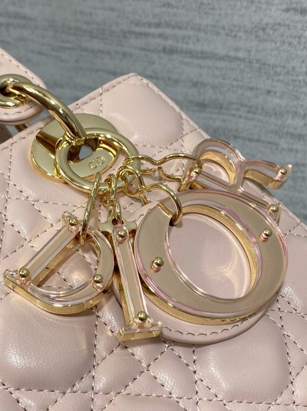 Dior Small Lady Dior Bag Fake in Pink - Image 5