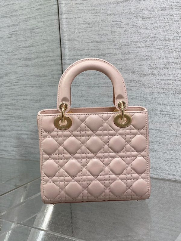 Dior Small Lady Dior Bag Fake in Pink - Image 6