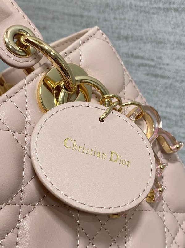 Dior Small Lady Dior Bag Fake in Pink - Image 7
