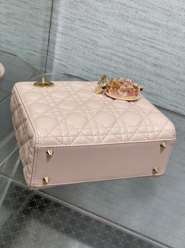Dior Small Lady Dior Bag Fake in Pink - Image 8
