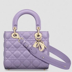 Dior Small Lady Dior Bag Fake in Lilas Lambskin with Resin Charms