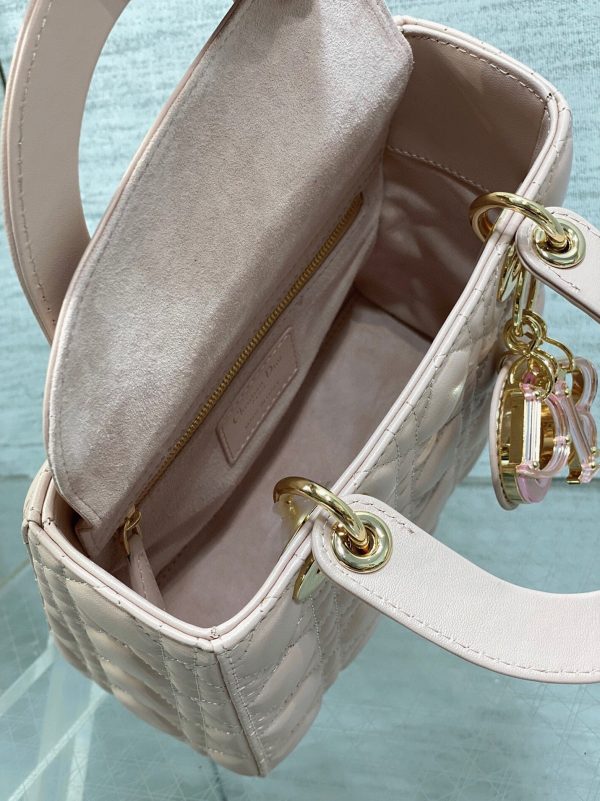 Dior Small Lady Dior Bag Fake in Pink - Image 10