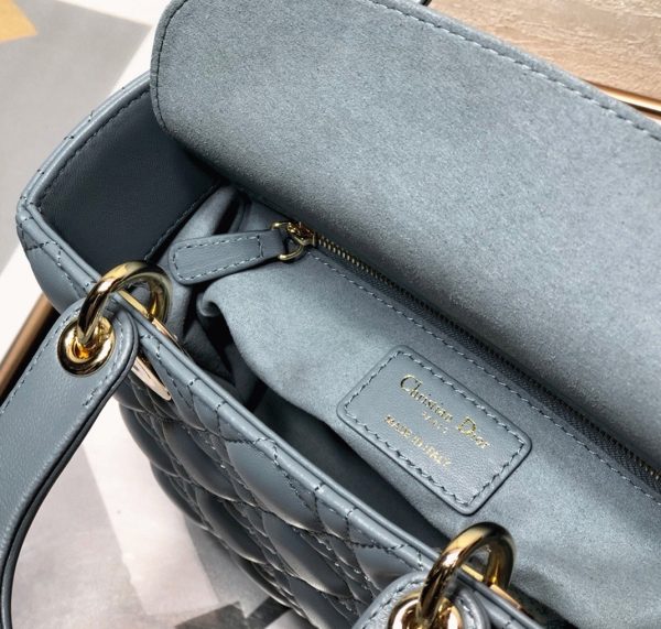 Dior Small Lady Dior My ABCDior Bag Fake in Blue Cannage Lambskin - Image 6