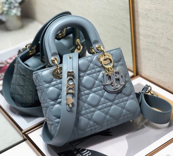 Dior Small Lady Dior My ABCDior Bag Fake in Blue Cannage Lambskin - Image 7