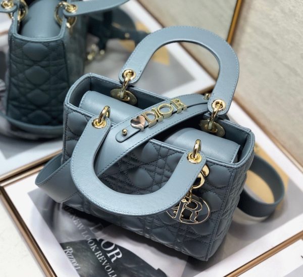 Dior Small Lady Dior My ABCDior Bag Fake in Blue Cannage Lambskin - Image 8