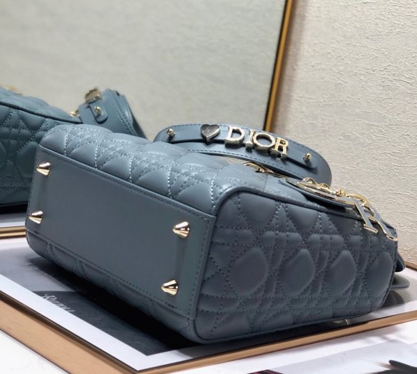 Dior Small Lady Dior My ABCDior Bag Fake in Blue Cannage Lambskin - Image 9
