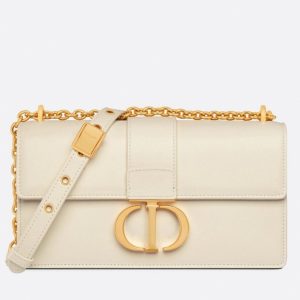 Dior 30 Montaigne East-West Bag with Chain Fake in White Calfskin