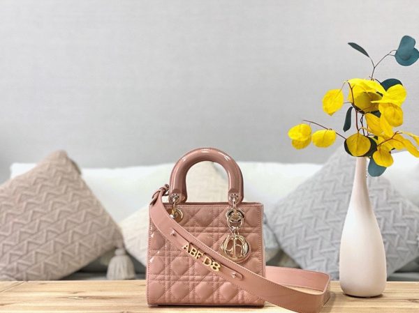 Dior Small Lady Dior Bag Faux in Powder Patent Cannage Calfskin - Image 3