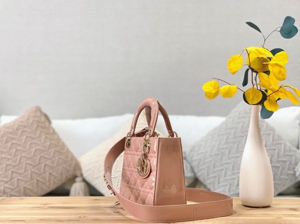 Dior Small Lady Dior Bag Faux in Powder Patent Cannage Calfskin - Image 5