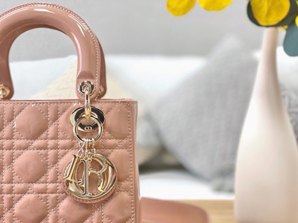 Dior Small Lady Dior Bag Faux in Powder Patent Cannage Calfskin - Image 7