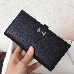 Black Epsom Copy Designer Hermes Bearn Wallet