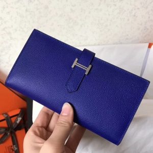 Blue Electric Epsom Fake Hermes Bearn Wallet