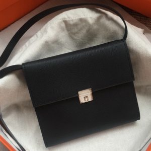 Black replica Hermes Clic wallet with strap