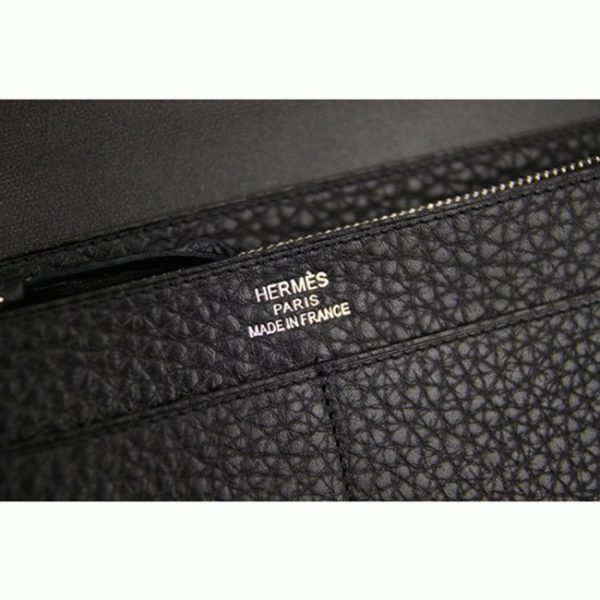 Black fake luxury Hermes Dogon combine wallet - Image 6