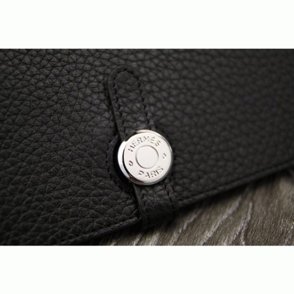 Black fake luxury Hermes Dogon combine wallet - Image 3