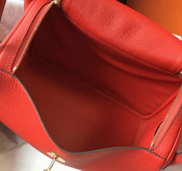 Designer replica Hermes Lindy 30cm bag in red shade - Image 2