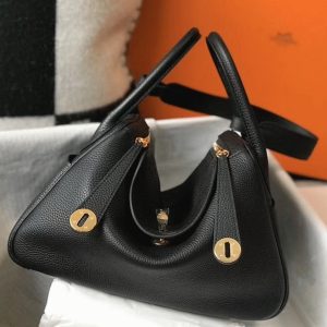 Fake designer Hermes Lindy 30cm bag in black color