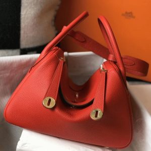 Designer replica Hermes Lindy 30cm bag in red shade