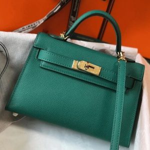 Hermes Kelly Mini II Bag Replica in Vert Vertigo