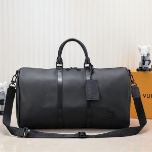 Louis Vuitton Aerogram Keepall Bandouliere 50 Travel Bag In Black