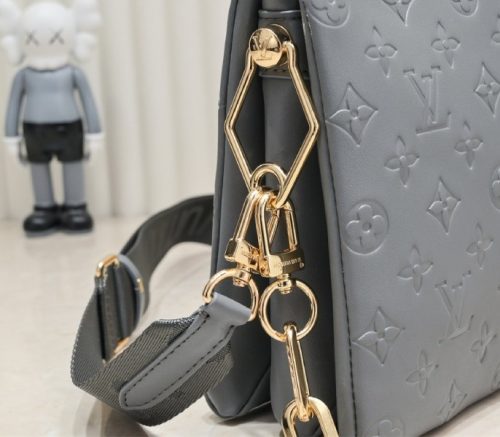 Louis Vuitton Coussin PM Bag In Gray With Jacquard Strap - Image 8