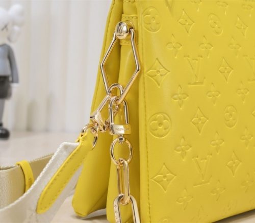 Louis Vuitton Coussin PM Bag In Yellow With Jacquard Strap - Image 9