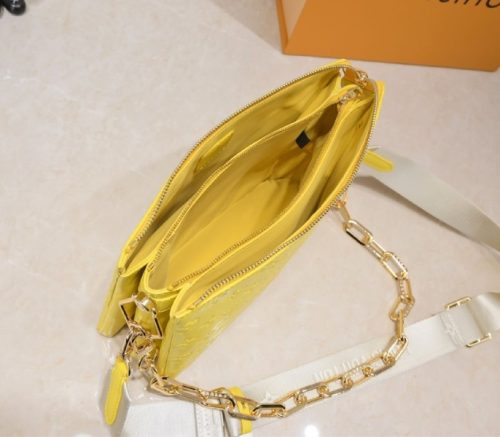 Louis Vuitton Coussin PM Bag In Yellow With Jacquard Strap - Image 5