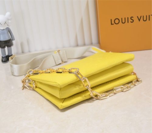 Louis Vuitton Coussin PM Bag In Yellow With Jacquard Strap - Image 4