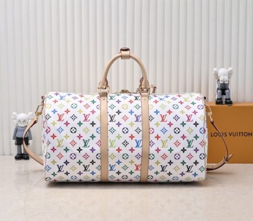 X TM Multicolored Keepall Bandouliere 50 In White - Image 3