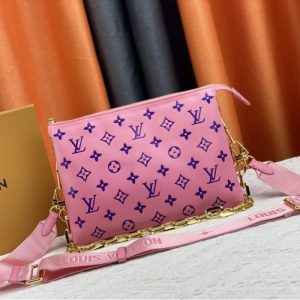 Louis Vuitton Coussin PM Bag In Pink And Purple With Jacquard Strap