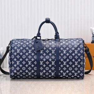 Monogram Shadow Keepall Bandouliere 50 In Navy Blue
