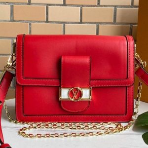 Louis Vuitton Dauphine Lugano MM Bag In Bloody Mary Red
