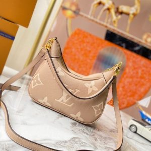 Louis Vuitton Bicolor Monogram Empreinte Leather Bagatelle Mini Hobo In Tourterelle Gray