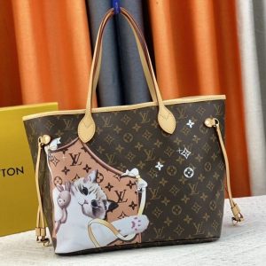 Louis Vuitton Monogram Canvas Neverfull MM Tote With Cat Print