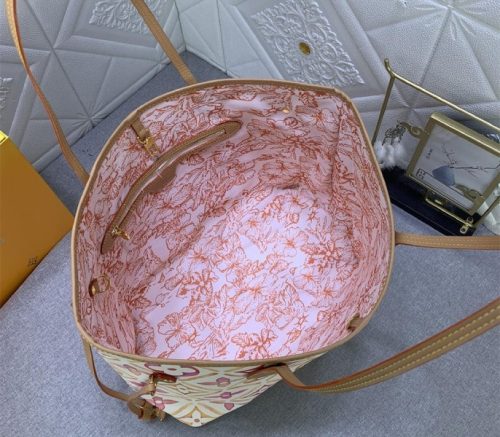 Louis Vuitton LV By The Pool Monogram Tiles Canvas Neverfull MM Tote In Coral - Image 8