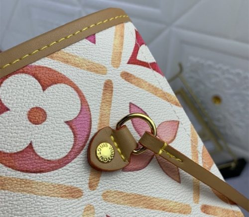 Louis Vuitton LV By The Pool Monogram Tiles Canvas Neverfull MM Tote In Coral - Image 7