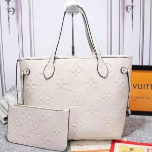 Louis Vuitton Monogram Empreinte Neverfull MM Tote In Cream