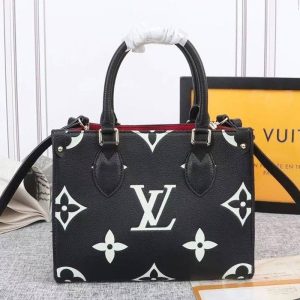Louis Vuitton Bicolor Monogram Empreinte Leather Onthego PM Bag In Black And Beige