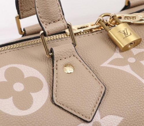 Louis Vuitton Bicolor Monogram Empreinte Leather Speedy Bandouliere 25 Handbag In Tourterelle Gray And Cream - Image 7