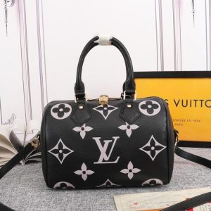 Louis Vuitton Bicolor Monogram Empreinte Leather Speedy Bandouliere 25 Handbag In Black And Lilac